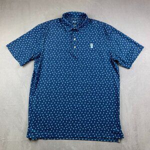 Johnnie-O Mens Shirt Large Lake Blue Titus Polo Prep-Formance Surfer Surfboard
